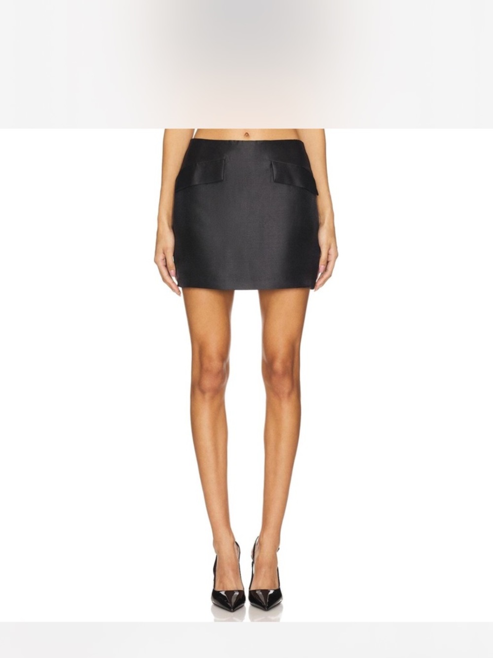 Amanda Uprichard Black Mini Skirt with Front Flap Pockets